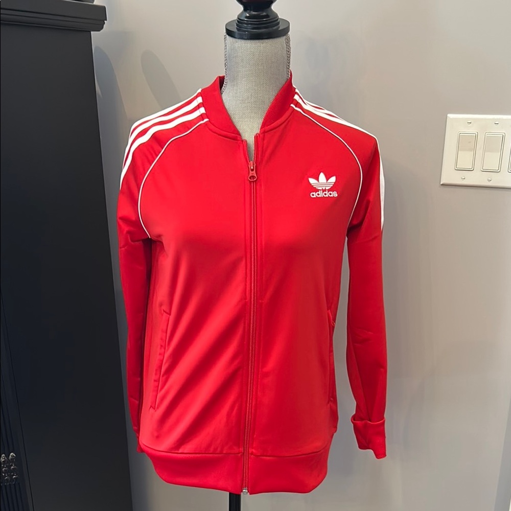 Adidas kids Red Track Jacket sz Large youth